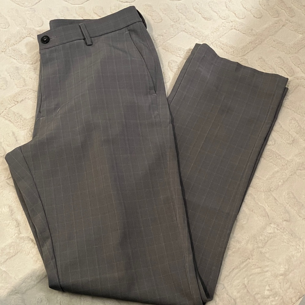 Haggar Gray Checkered Straight Fit Pants